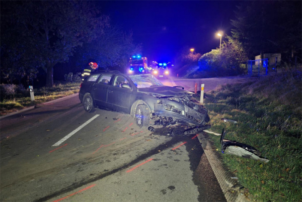 Řidič u obce Čejkovice nezvládl zatáčku a narazil bokem do stromu, na místě zemřel